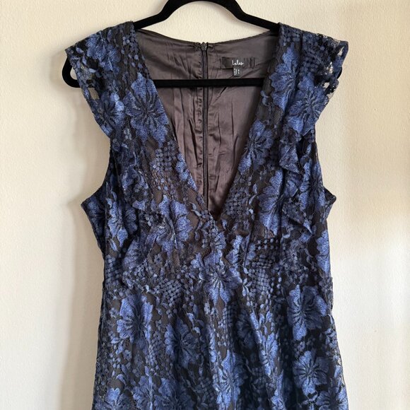 Lulus Molinetto Navy Blue Lace Ruffled Tiered Sleeveless Maxi Dress - Size XL - Picture 3 of 9
